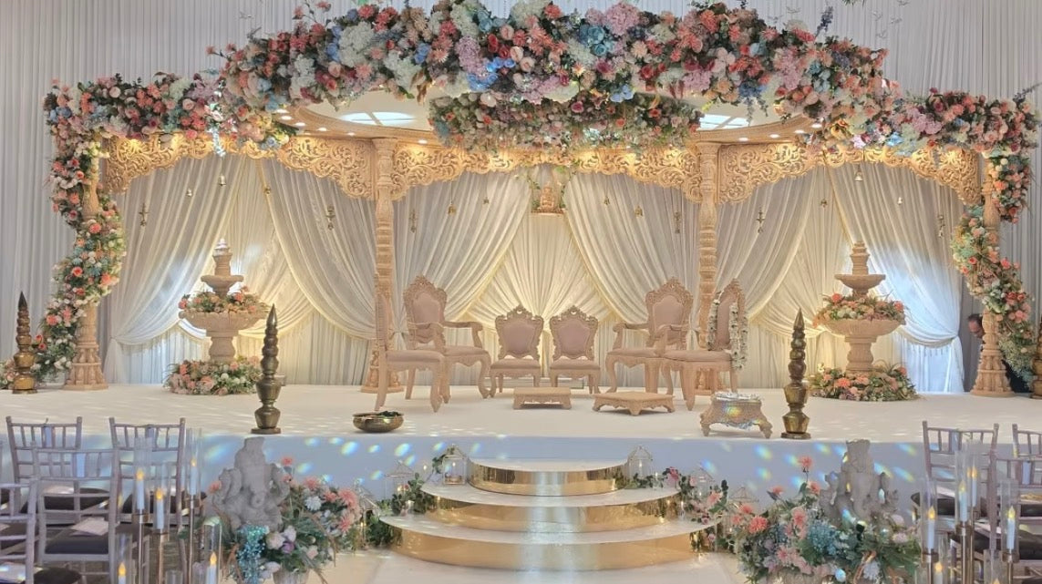 Luxury Wood-Carved Mandap Hire | Premium Indian Wedding Stages in NZ